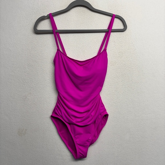 La Blanca Fuscia Pink One Piece Swimsuit XS Square Neck - Picture 1 of 5